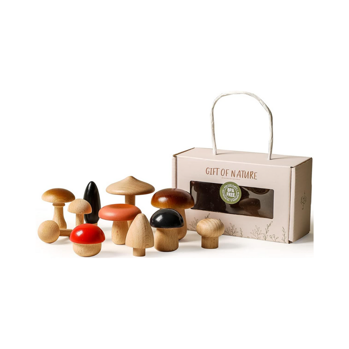 Youuys 11 Stück Baby Pilzspielzeug aus Holz Pilzdekor Holzpilze Montessori Spielzeug Holz Spielzeug
