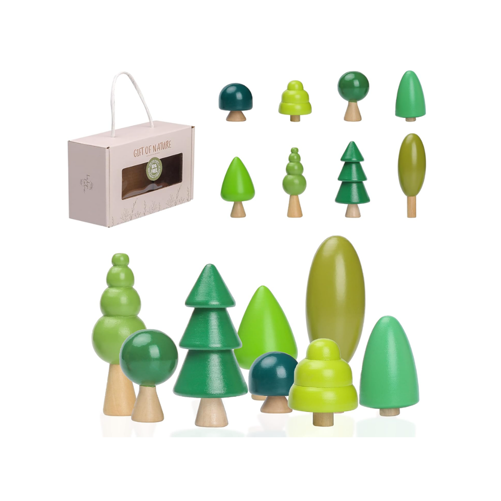 Youuys 8 Stück Holz Baum Spielzeug Set Holz Wald Bäume Montessori Spielzeug ab 1 Jahr Kreative Kinder
