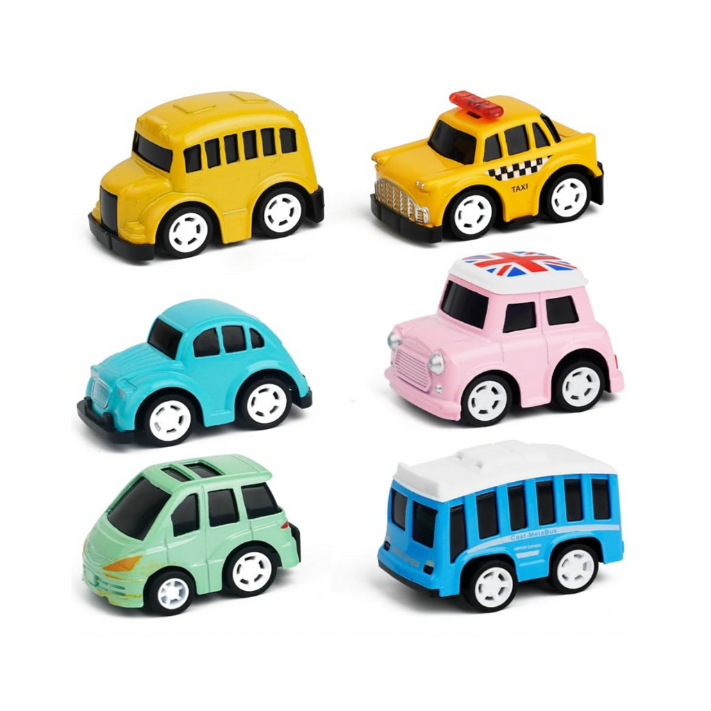 Zurückziehen Spielzeugautos Set, 6 Stück Mini Aufziehauto, Reibung Angetrieben Spielauto, Pull Back Kleine Autos