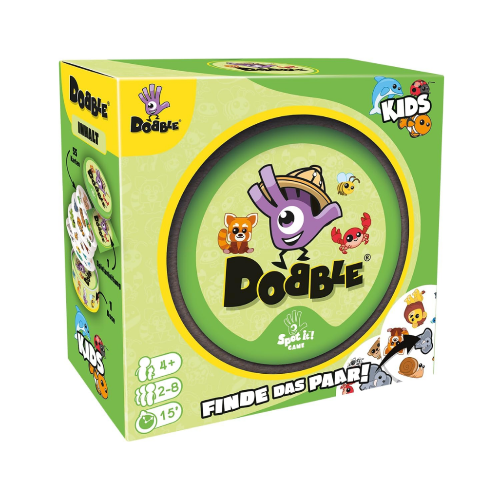 Zygomatic, Dobble Kids, Eco-Sleeves, Kinderspiel, Kartenspiel, 2-8 Spieler, Ab 4+ Jahren, 15 Minuten, Deutsch