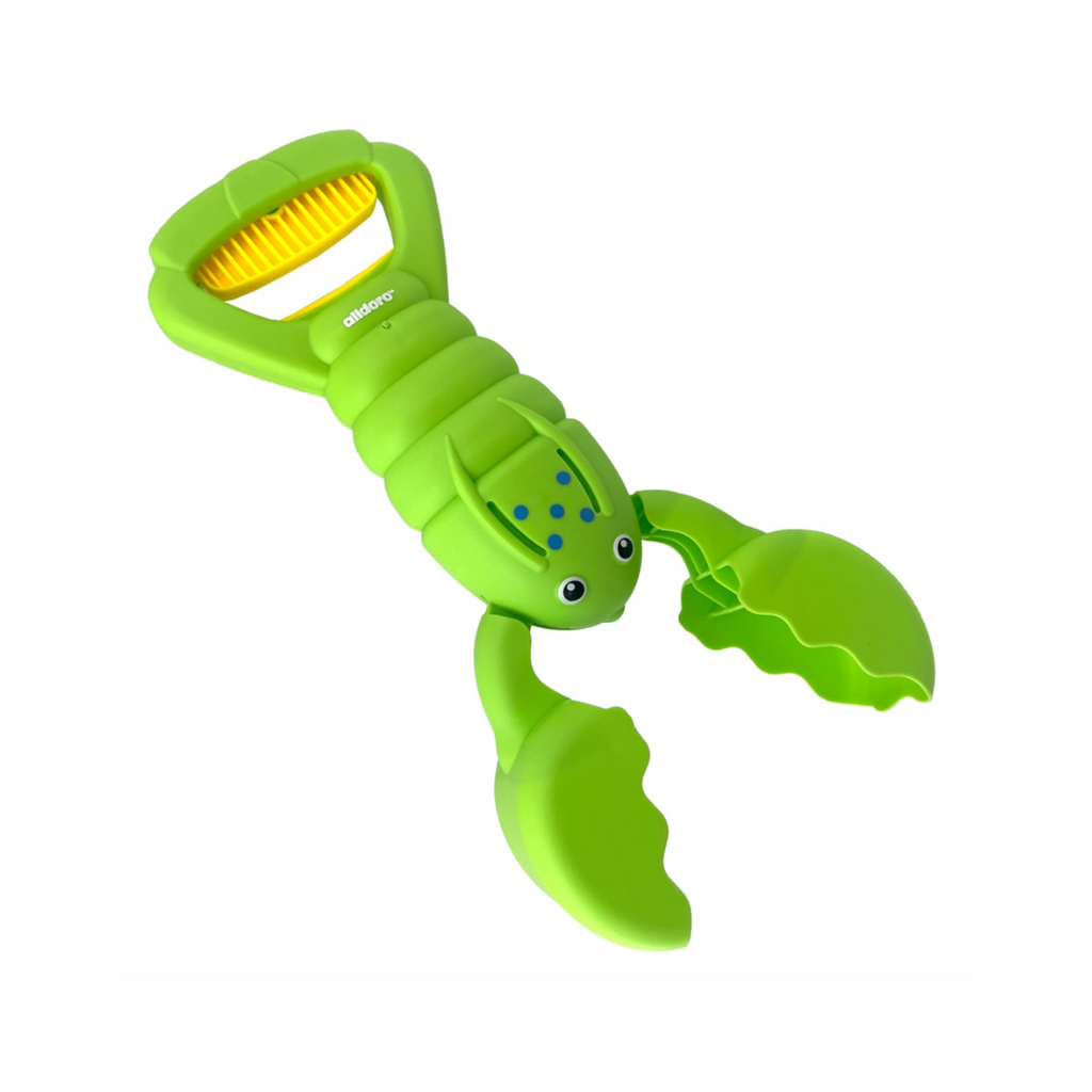 alldoro 60179 Sand Snapper - Kunststoff - Einhand-Bagger im Krebs-Design, Sandgreifer für Kinder ab 3 Jahren, 34,5 cm lang, Grün