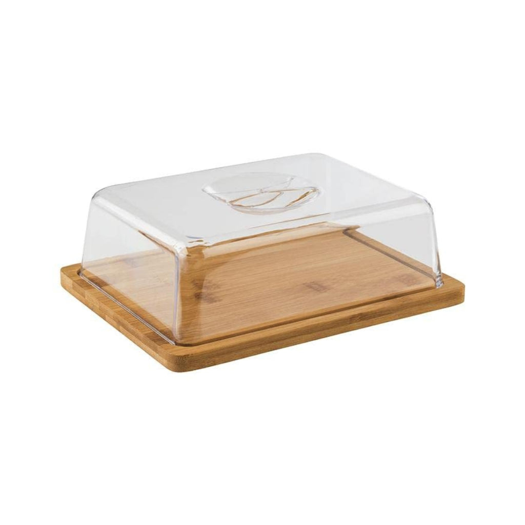APS - Eckiges Holztablett aus Bambus mit Abdeckhaube