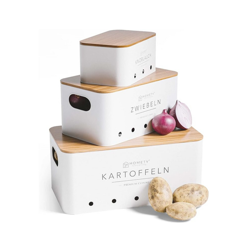 kartoffeln aufbewahren box Homety Kartoffel Aufbewahrungsbox [3er Set]- Deko Küche kaufen