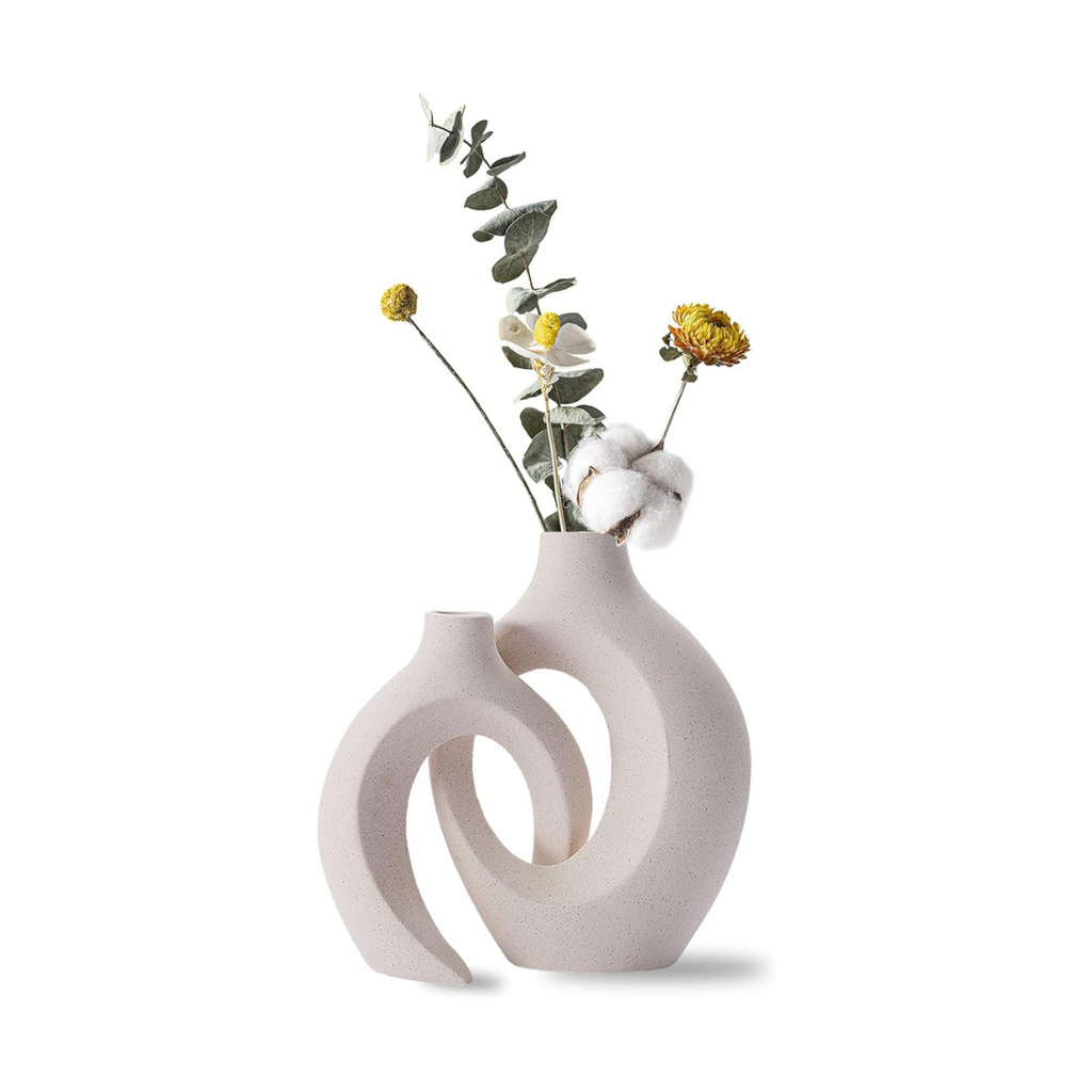 Keramik Vase Matt, 2er Set beige Vase Für Pampasgras, vasen deko