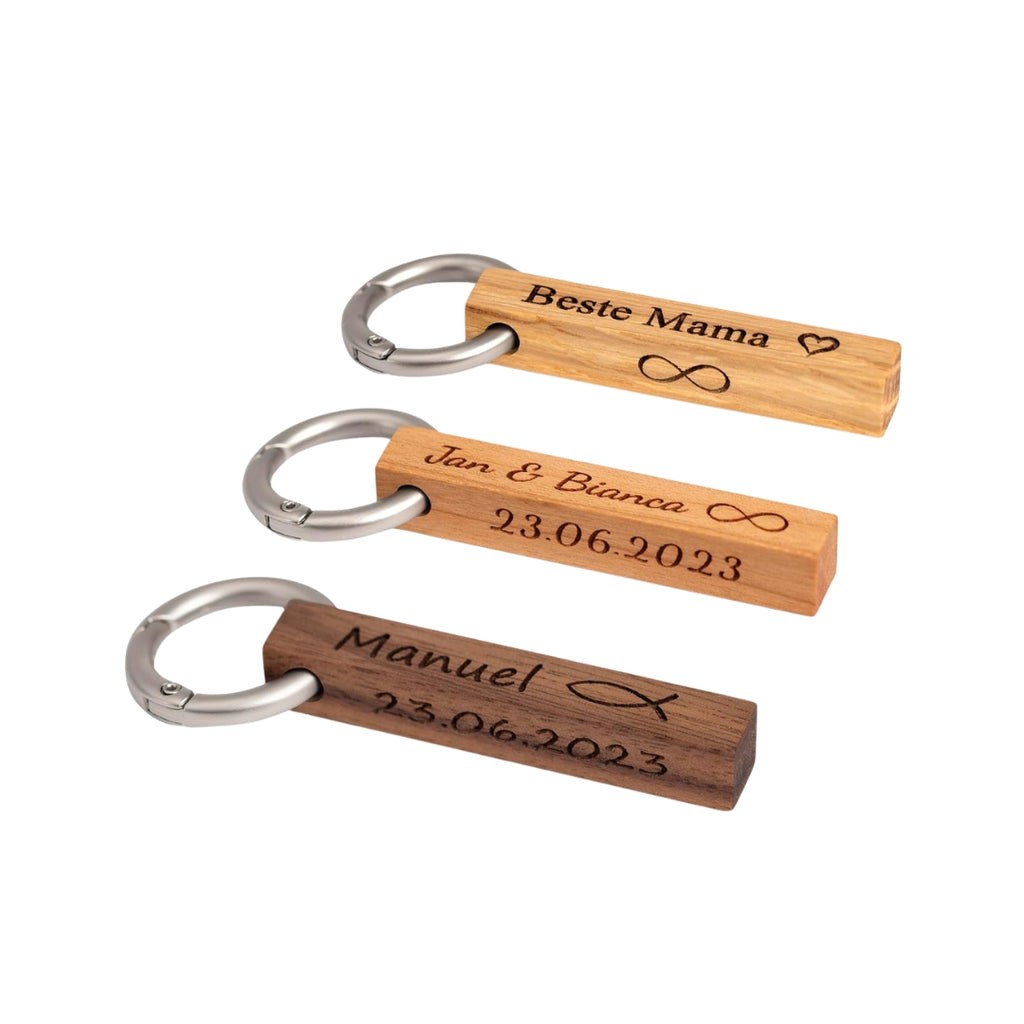 STREIFHOLZ - Schlüsselanhänger aus Holz personalisiert