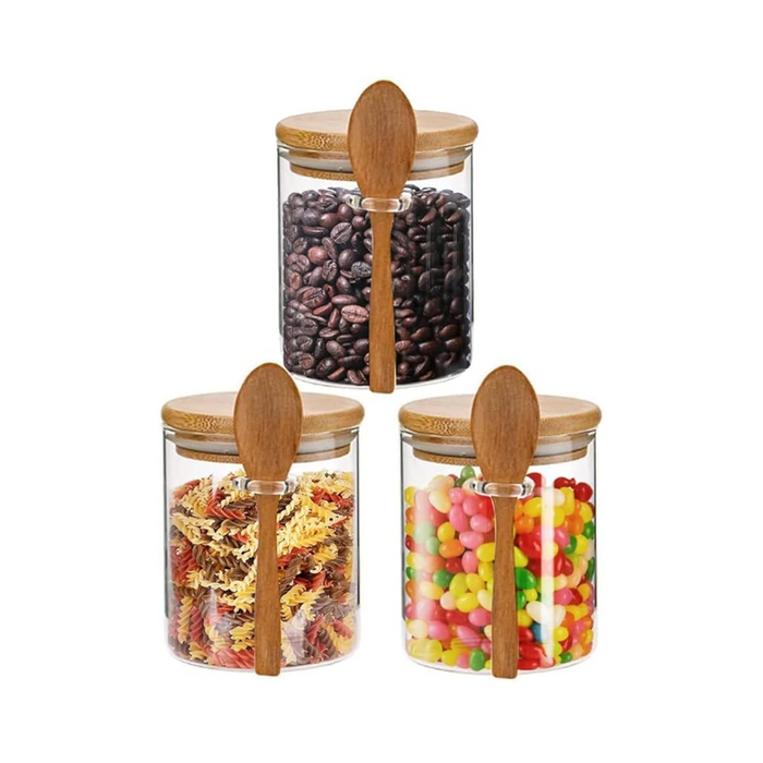 Yalucky Glasbehälter Vorratsdosen mit Deckel Luftdicht und Löffel Overnight Oats Gläser Vorratsgläser 