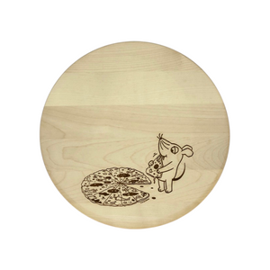 Holzteller mit WDR-Maus und Pizza Einbrand 26cm