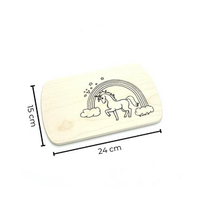 Die Holzwarenfabrik Brettchen mit Motiv Einhorn  (24 cm) Abmessungen