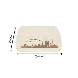 Die Holzwarenfabrik Frühstücksbrett Ahorn "Skyline Ruhrgebiet" Abmessungen