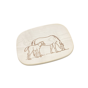 Frühstücksbrett Ahorn mit Motiv Stute mit Fohlen 2. Wahl 25x19 cm