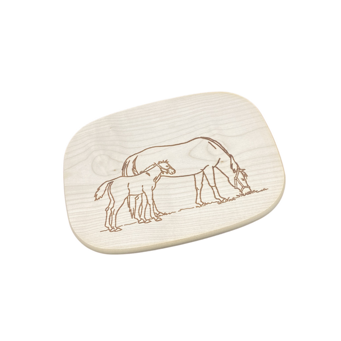 Frühstücksbrett Ahorn mit Motiv Stute mit Fohlen 2. Wahl 25x19 cm