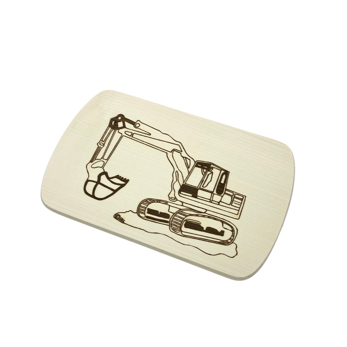 Frühstücksbrett Ahorn mit Motiv Bagger  24x15 cm