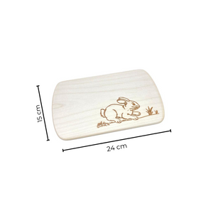Die Holzwarenfabrik Brettchen mit Motiv Hase Abmessungen 24 cm mal 15 cm 