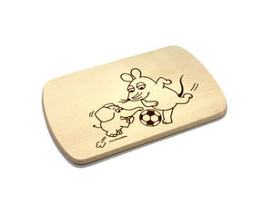 Brettchen mit Motiv WDR Maus und  Elefant mit Fußball (24 cm)