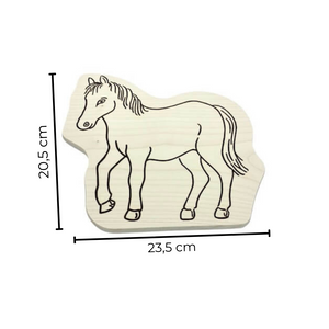 Die Holzwarenfabrik Formbrettchen mit Motiv Pferd Abmessungen 23,5 cm mal 20,5 cm 