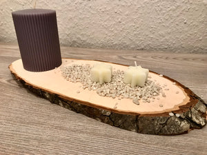 Rindenscheibe oval aus Erle mittel -Kerzen