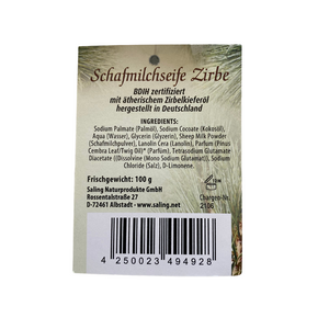 Die Holzwarenfabrik Schafmilchseife "Zirbe" Details Ingredients