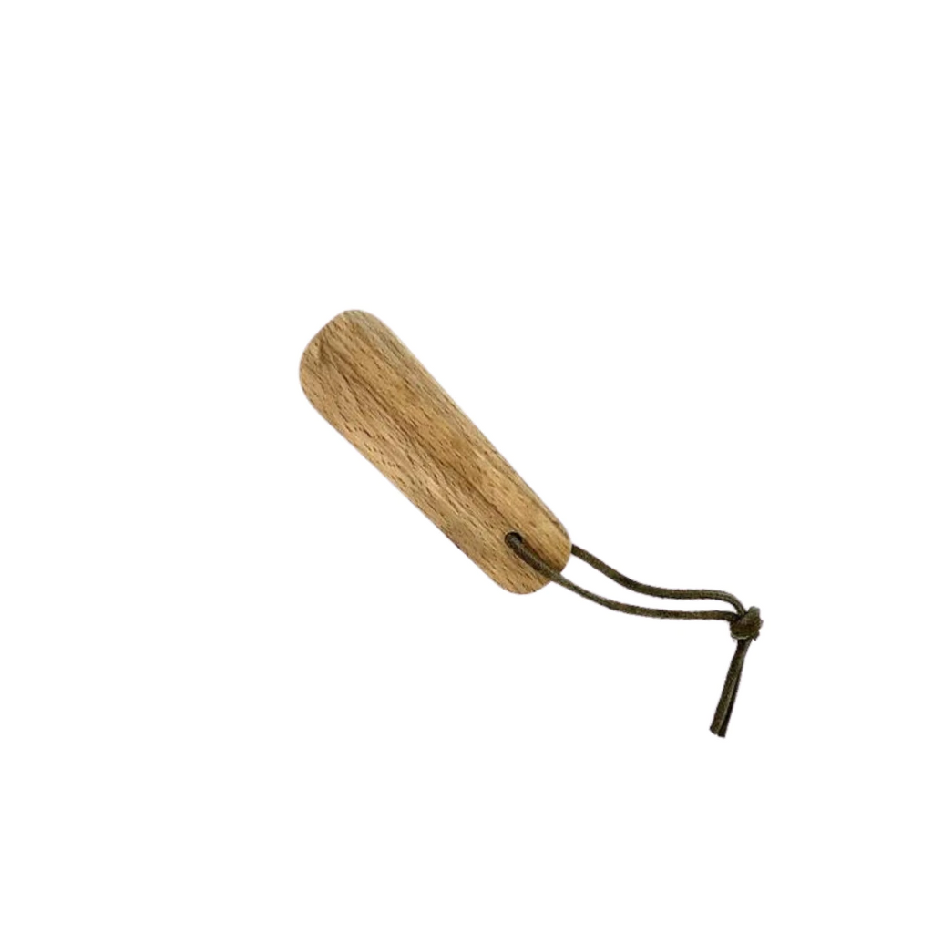 Schuhlöffel aus Buche mit Lederschlaufe (11cm)