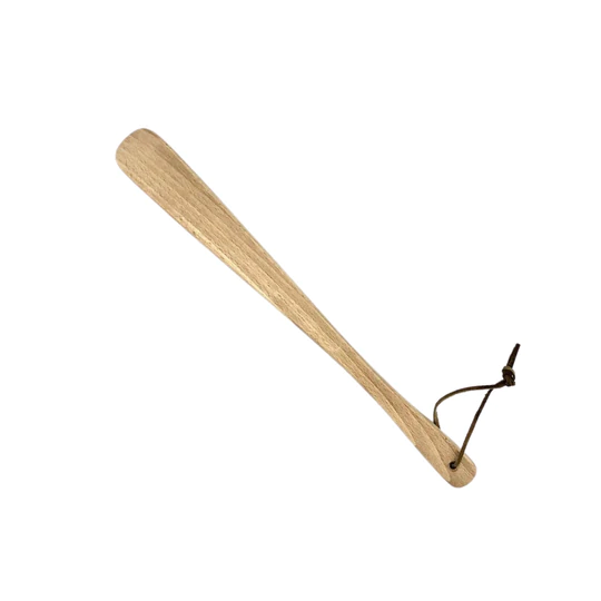 Schuhlöffel aus Buche mit Lederschlaufe (37cm)