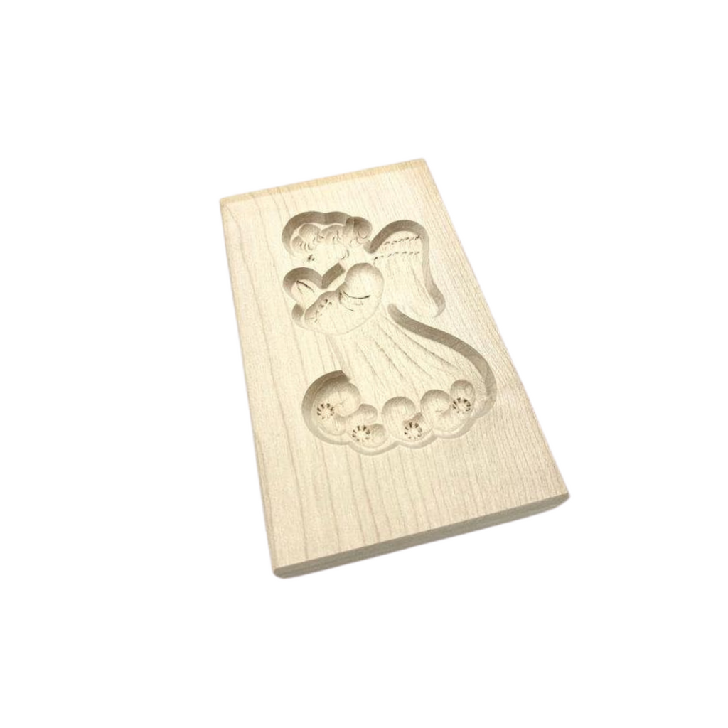 Die Holzwarenfabrik Spekulatiusform aus Holz Motiv Engel, 15 cm mal 9 cm