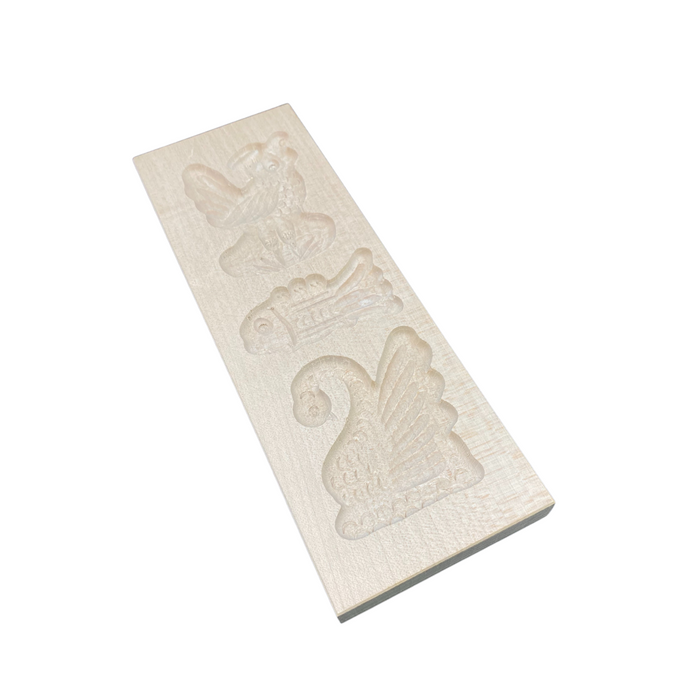 Spekulatiusform Schwan, Fisch und Hahn 25x9cm