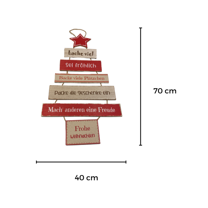 Wand-Deko-Schild X-MAS Rot / Natur  ca 70 cm hoch