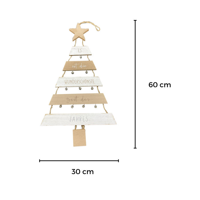 Wand-Deko-Schild X-MAS Weiß / Natur  ca 60 cm hoch