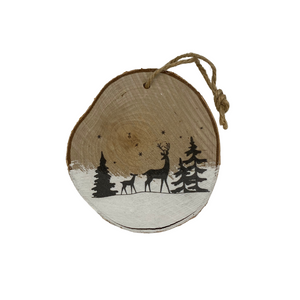 Die Holzwarenfabrik Weihnachtsbaumhänger Baumscheibe, Hirsche und Bäume