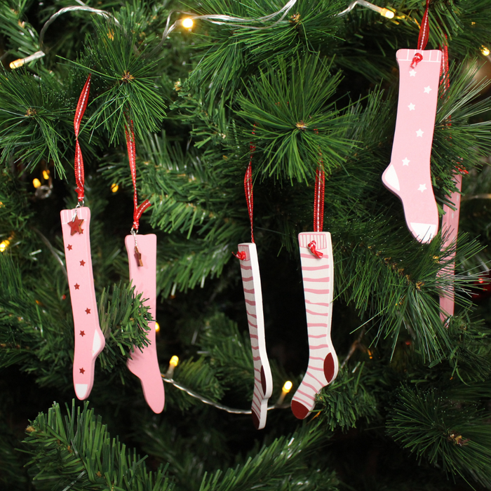 Weihnachtsbaumhänger Set "Socken rosa" ca 13 cm lang