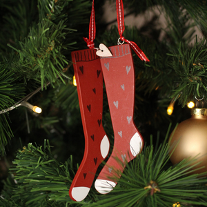 Die Holzwarenfabrik Weihnachtsbaumhänger Socken rot Deko 1