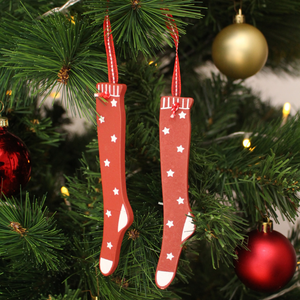 Die Holzwarenfabrik Weihnachtsbaumhänger Socken rot Deko 2