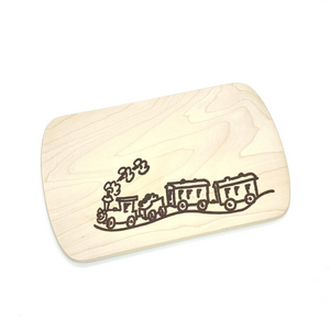 Brettchen mit bergiger Eisenbahn Einbrand (24 cm)