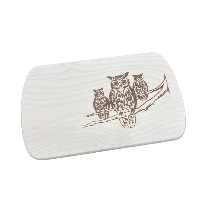 Frühstücksbrett Ahorn mit Motiv  Eulen 24x15 cm