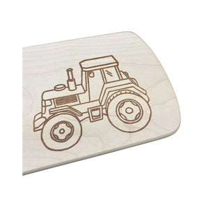 Die Holzwarenfabrik Frühstücksbrett Ahorn mit Motiv "Trecker eckig" Detailansicht