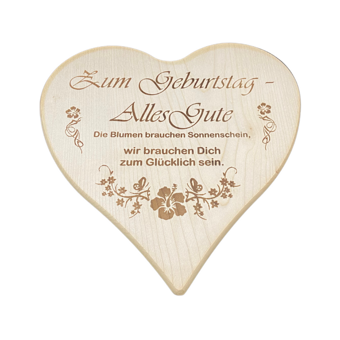 Herzbrettchen "Zum Geburtstag" (24 cm)