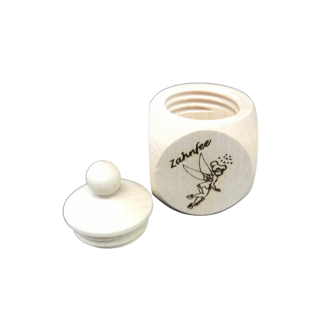 Milchzahndose mit Deckel und Zahnfee-Einbrand 40mm