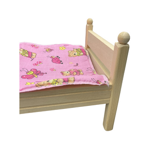 Die Holzwarenfabrik Puppenbett mit Bezug in rosa (55 cm) - Details