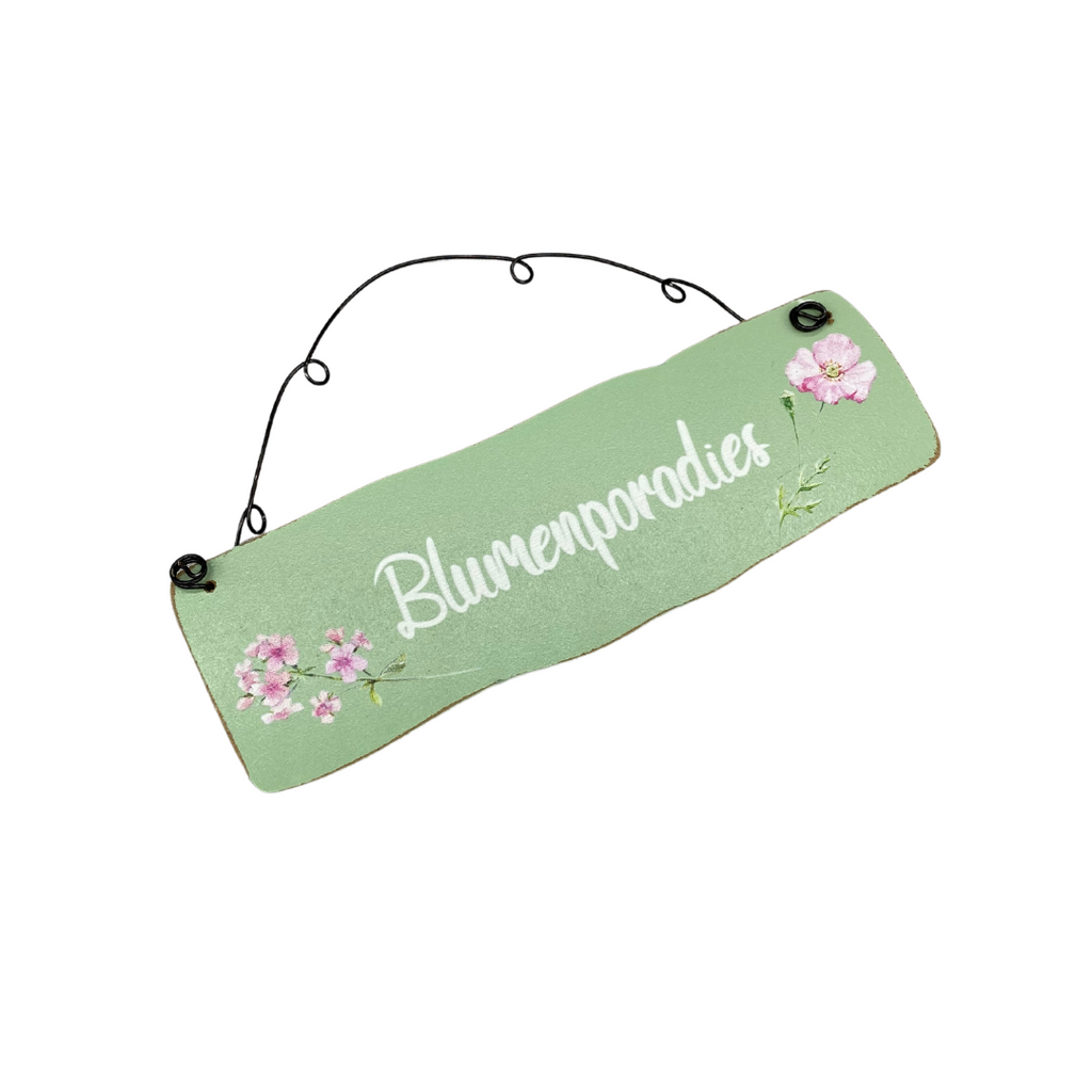 Die Holzwarenfabrik Schild Blumenparadies, grün
