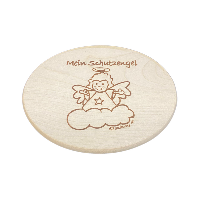 Türschild aus Ahorn "Mein Schutzengel" mit Gravur